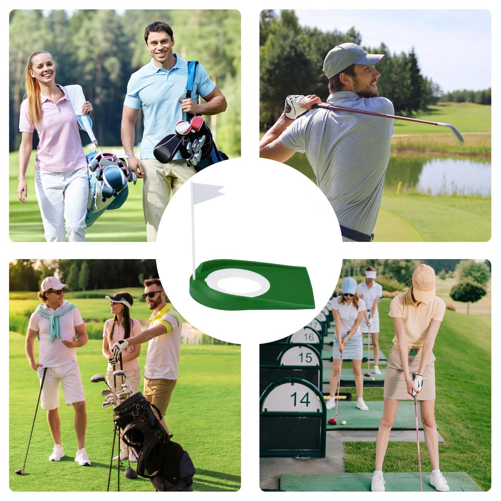 2 copas de putt de golf - 6,81 x 5,24 pulgadas herramienta para putter perr campo práctica, agujero perr putt de golf con bandera | Gulf Puttings Skills Training Aid con bandera verde interior y
