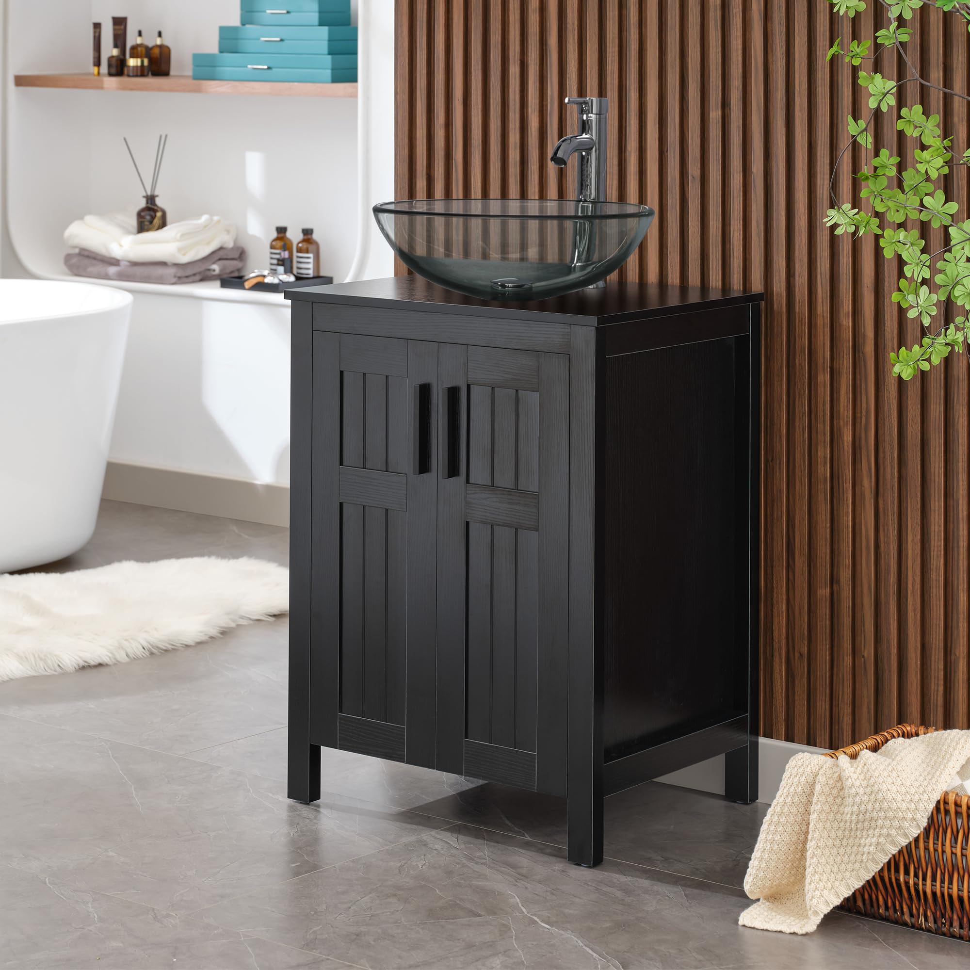 Amazon.com: UEV Black 24" Bathroom Vanity with Sink Combo,Modern Vanity ...