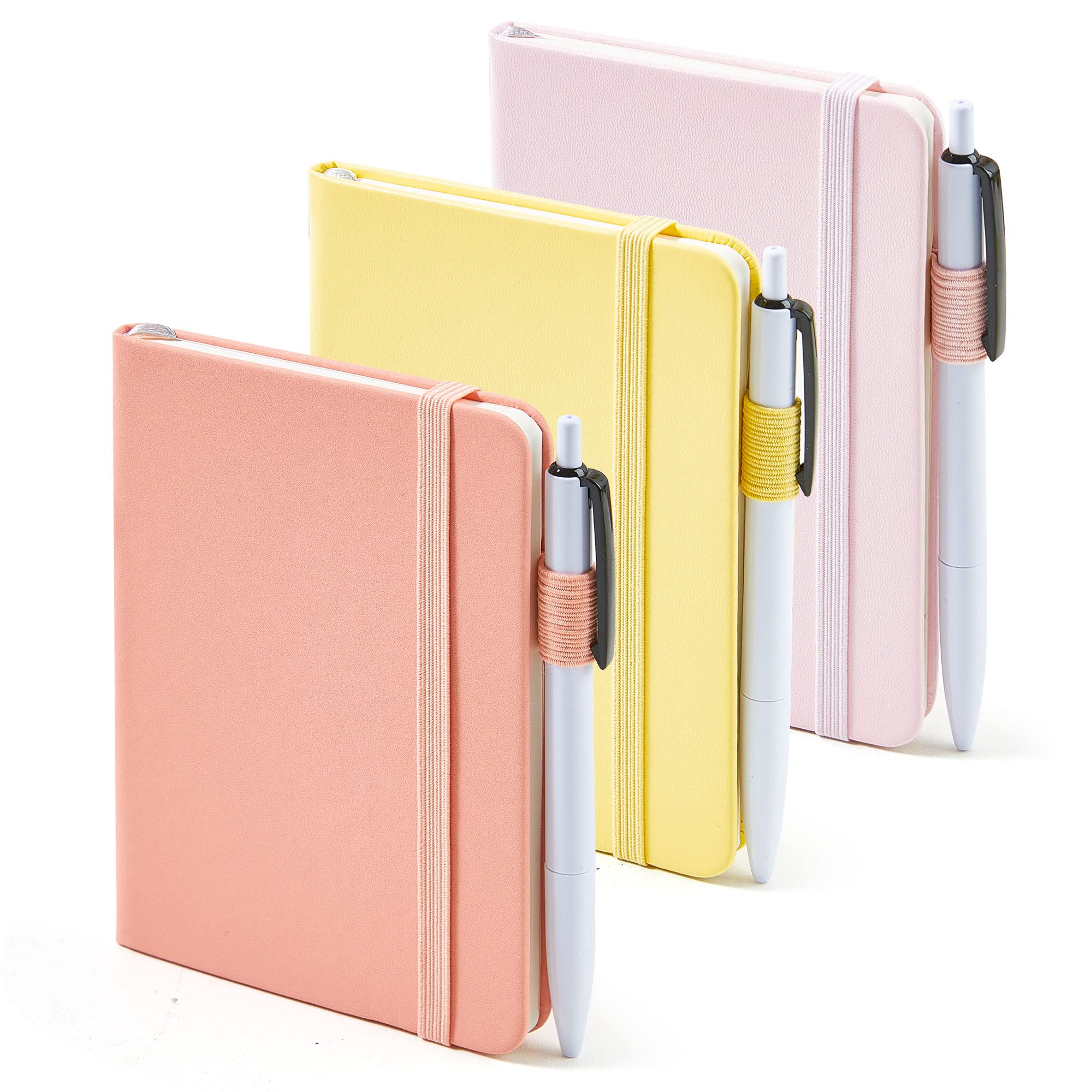 feela3 Pack A6 Pocket Notebooks, Hardback Lined Small Notebooks with Dividers and Black Pens, Classic Ruled Mini Notepads Journal Bulk, for Office School Writing Plan Memos, 9 X 14cm, Pastel Colours