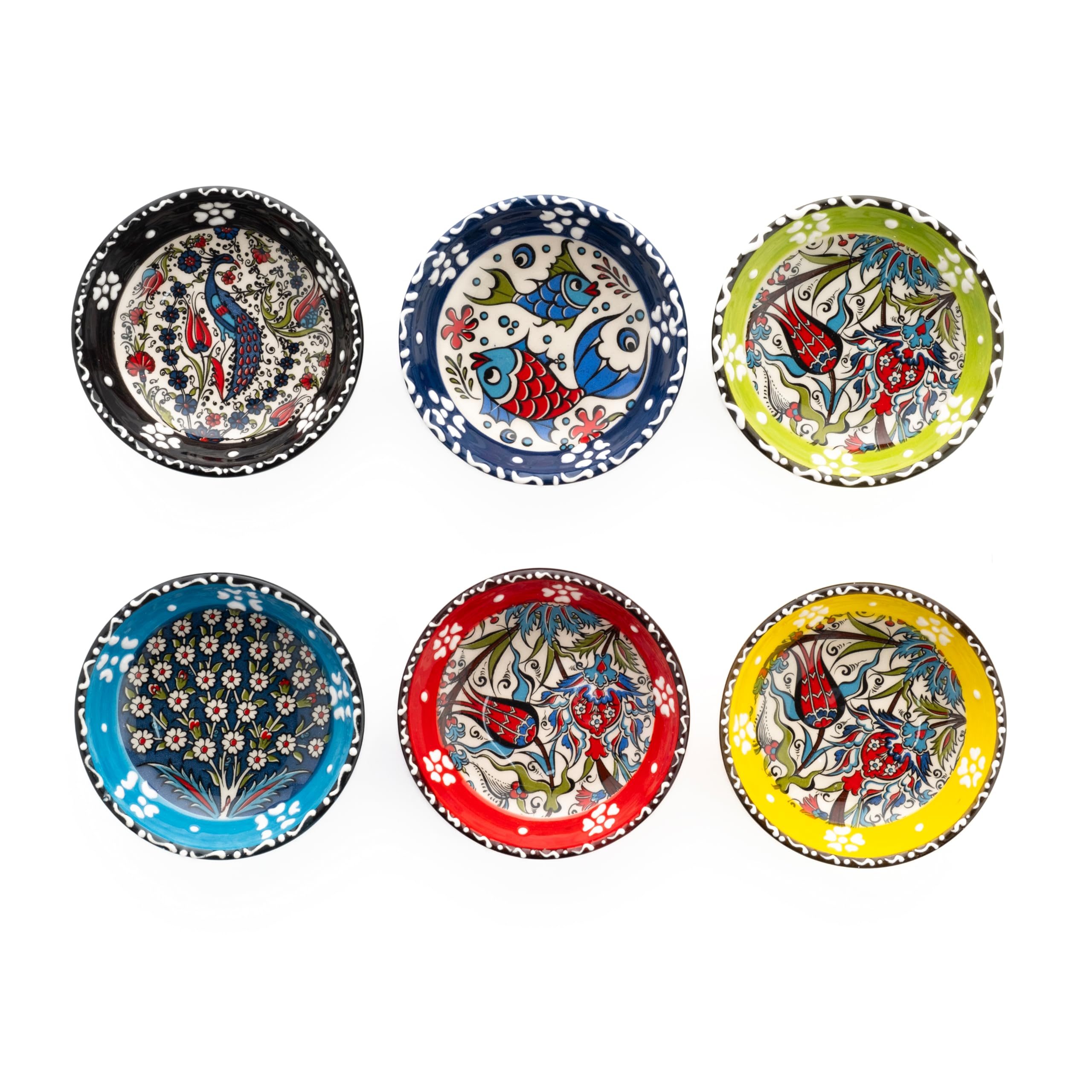 ElyeseCeramic Small Bowls, Dipping Bowls Set of 6, 2.5 Oz Soy Sauce Dish, Handmade Charcuterie Bowls, Colorful Pinch Bowls, Dishwasher & Microwave Safe Sauce Bowls, Mini Bowls (TULIP ELEGANCE)