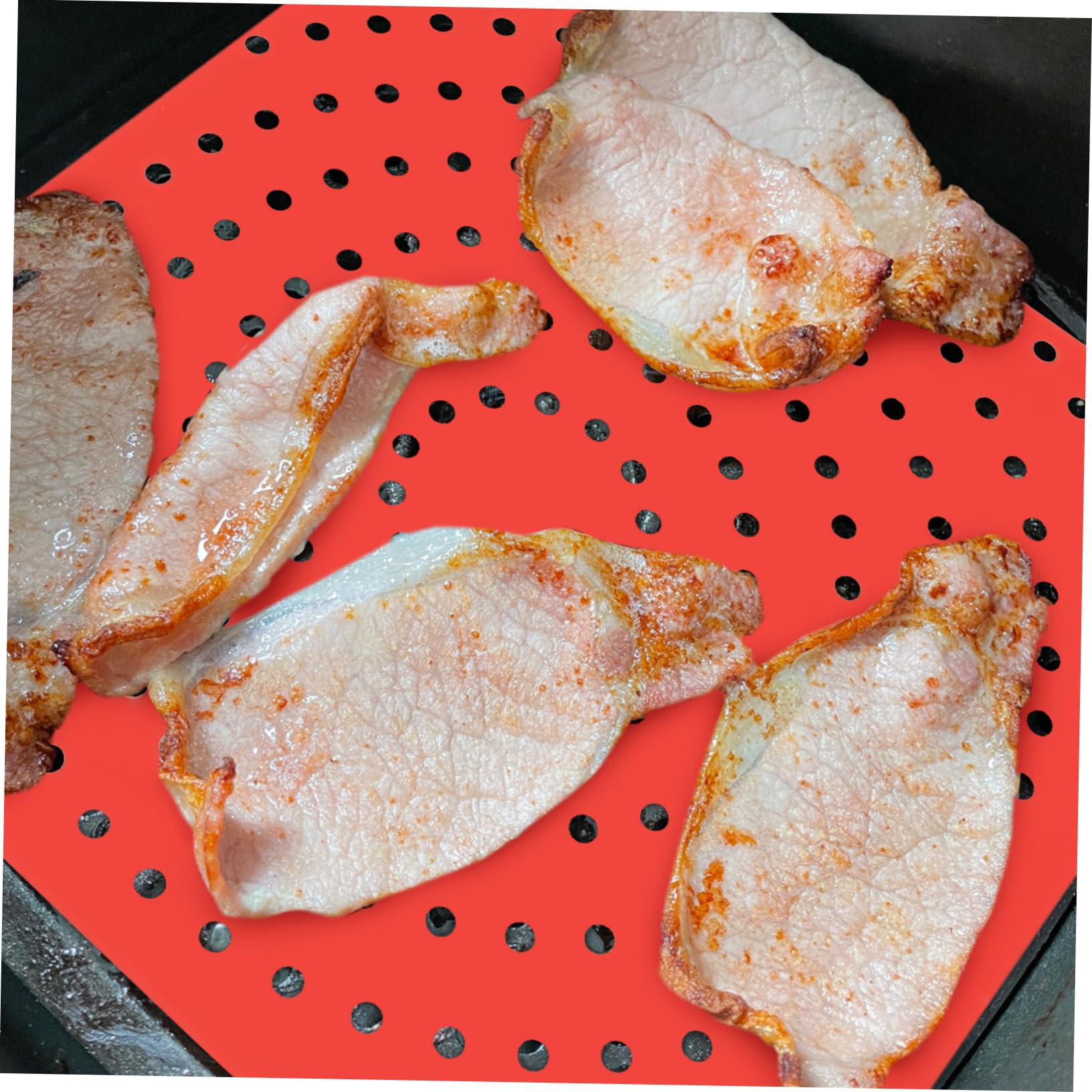 TOPBATHY 4 Stück Silikon-Fritteuseinlagen Backmatte für die Küche Wiederverwendbares Pad für Heißluftfritteuse silikonmatte für backofen silikonschalen für airfryer Silikon-Backmatte