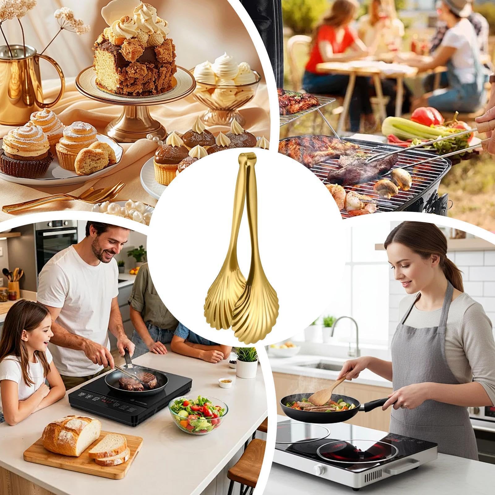 Pinzas para servir, pinzas de acero inoxidable para ensalada, bufé, barbacoa, restaurante, picnic y cocina del hogar, 9 pulgadas, utensilios duraderos y versátiles para servir en fiestas