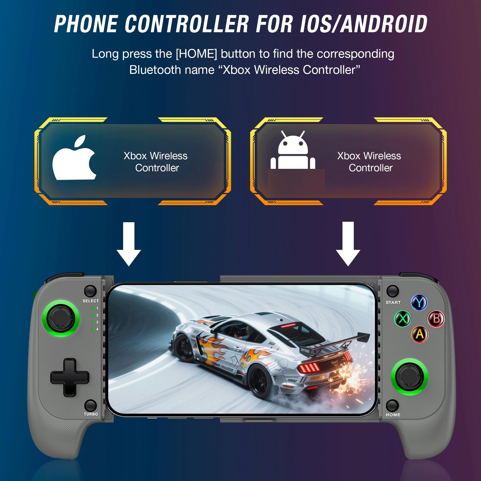 CYOYPPY Controlador de juego móvil para iPhone/Android inalámbrico para videojuegos, compatible con Xbox Game Pass, Steam Link, Call of Duty, Roblox y Minecraft (gris)
