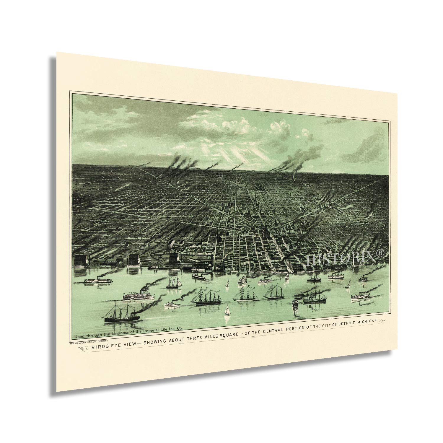 Buy HISTORIX Vintage 1889 Detroit Michigan 18x24 Inch Vintage Detroit
