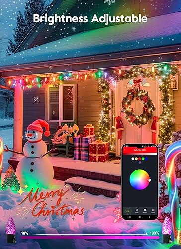 Miniatura 8 de Brightown Luces LED de Navidad C9 para exteriores, 150 LED RGB inteligentes para árbol de Navidad, sincronización de música, control por aplicación,