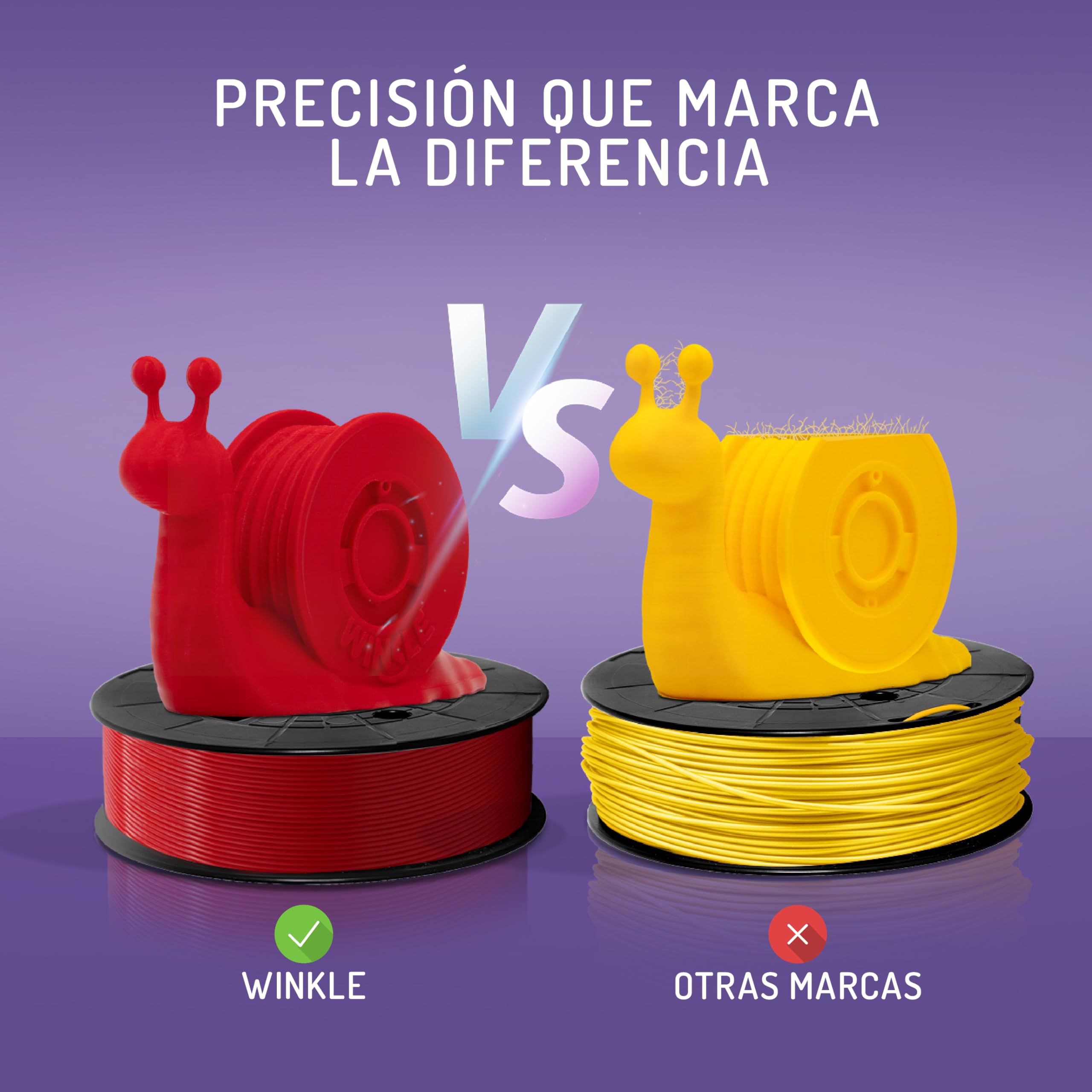 WINKLE Filamento PLA HD Amarillo Canario 1,75mm 300g Bobina Compatible Impresoras 3D