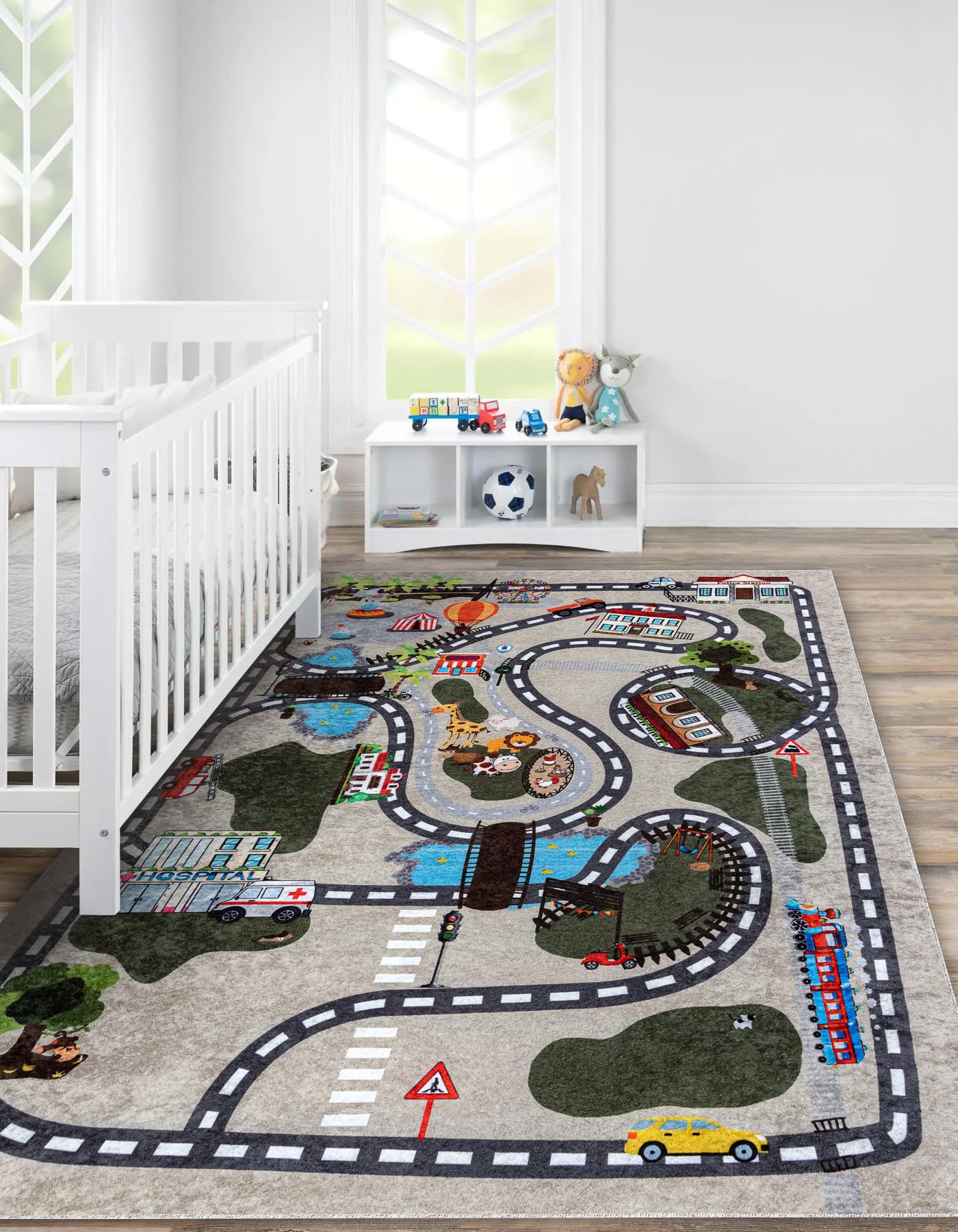 Tapis pour Enfants Junior 51803.804 Ville, Rues, pour Les Enfants, antidérapant - Beige 140x190 cm