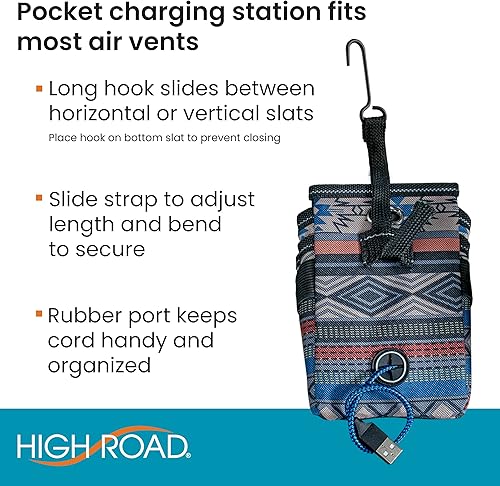 Miniatura 6 de High Road DriverPockets Soporte para teléfono para automóvil y organizador de almacenamiento para asiento delantero con puerto de cable de carga