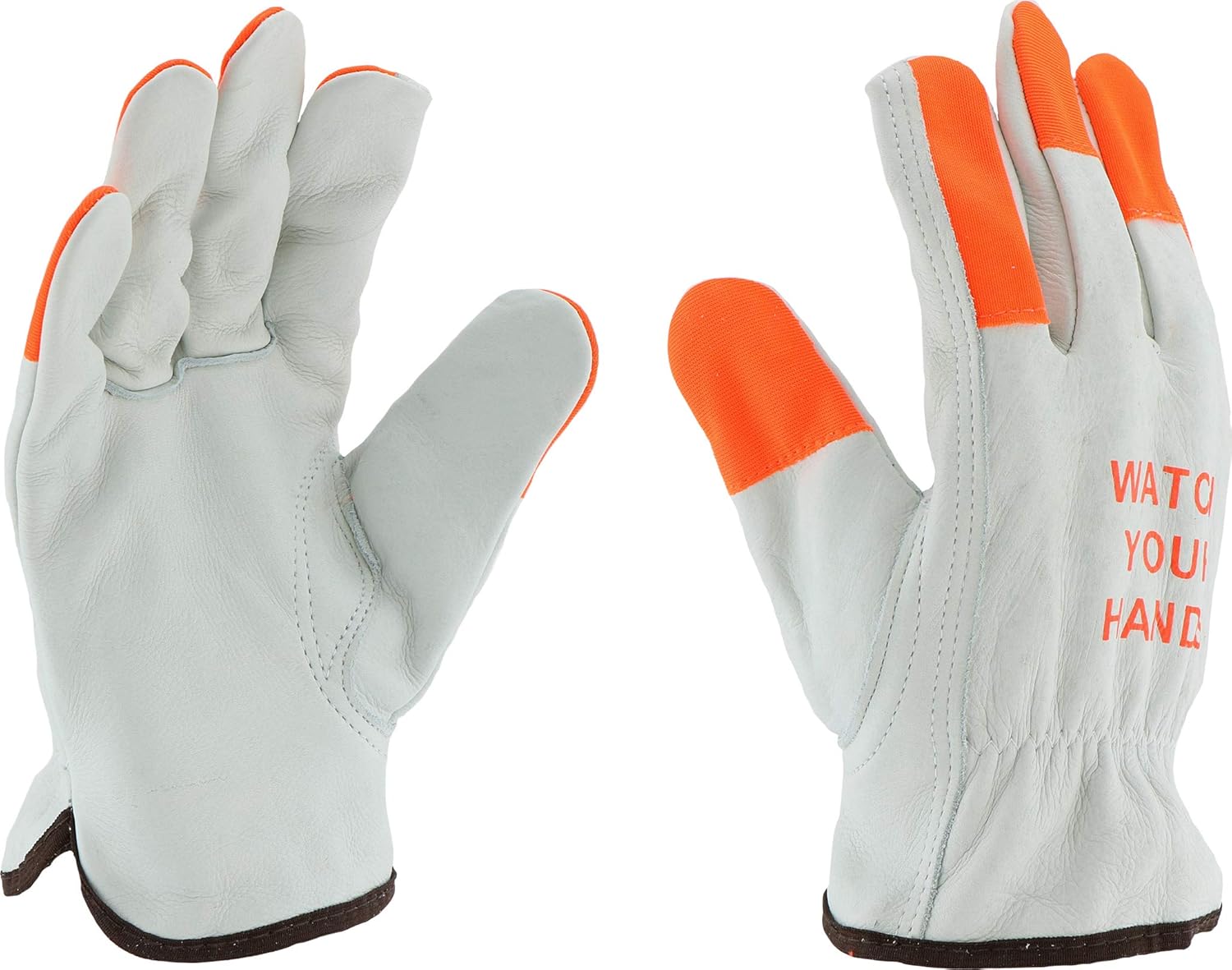 West Chester 995KOT Select Grain Cowhide Driver Gloves - [Pack of 12] Small, Safety Gloves with Keystone Thumb, Slip-On, Hi-Vis Green Finger Tips