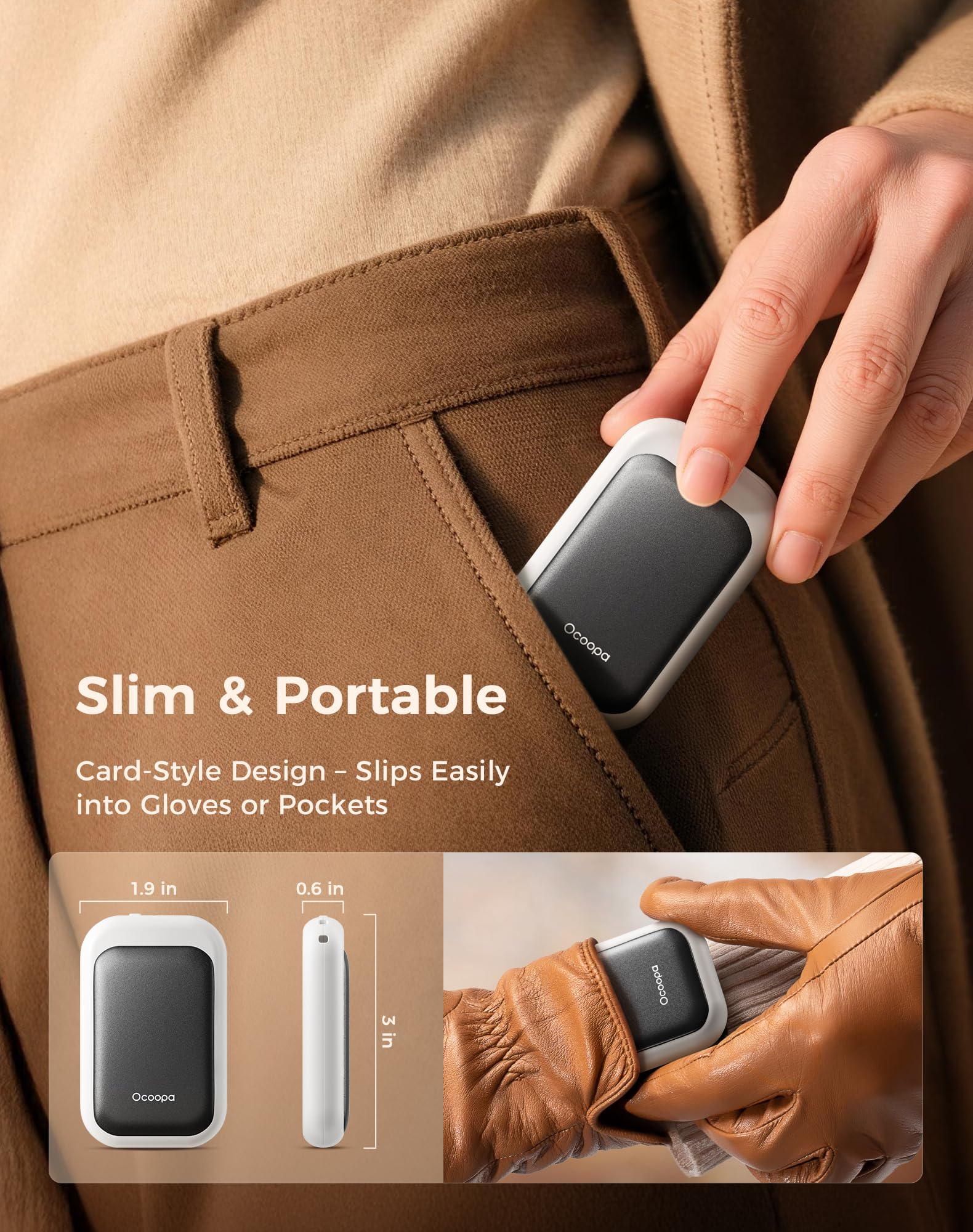 OCOOPA AI Scaldamani Magnetici Ricaricabili Confezione da 2, 5000mAh Ultra-Sottile Scaldamani Elettrico, Regalo Donna Uomo per Natale Compleanno Accessorio Invernale, UT4 Young
