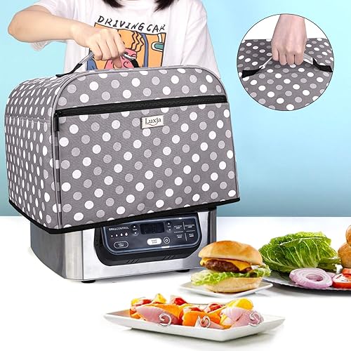 Miniatura 3 de Luxja Cubierta antipolvo compatible con Ninja Foodi Grill (AG301, AG302, AG400), cubierta (panel frontal transparente) con bolsillos de