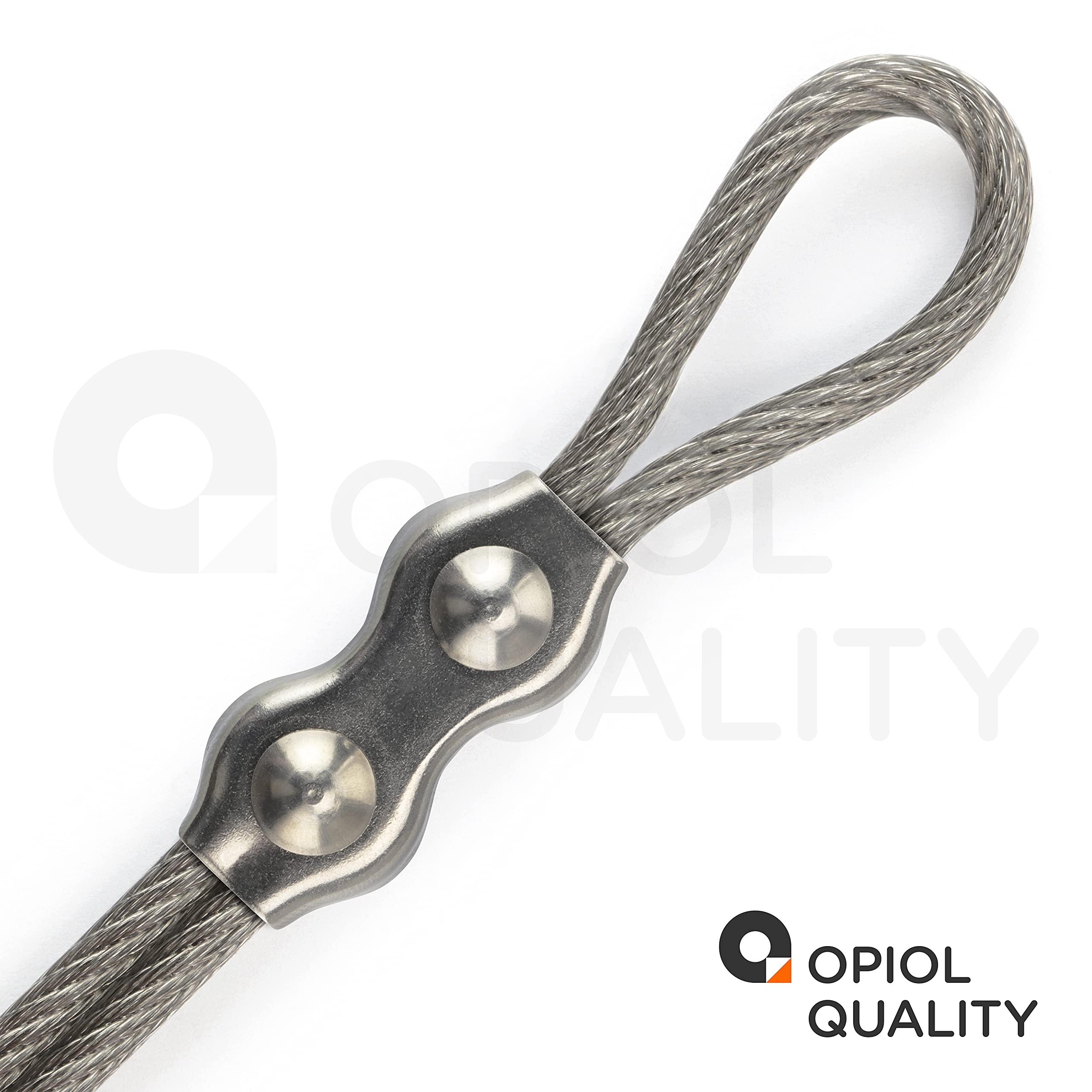 OPIOL QUALITY 10m Drahtseil 4mm Transparent - Mit 8x Edelstahlklemmen M5 Für Sonnensegel & Aufhängungen