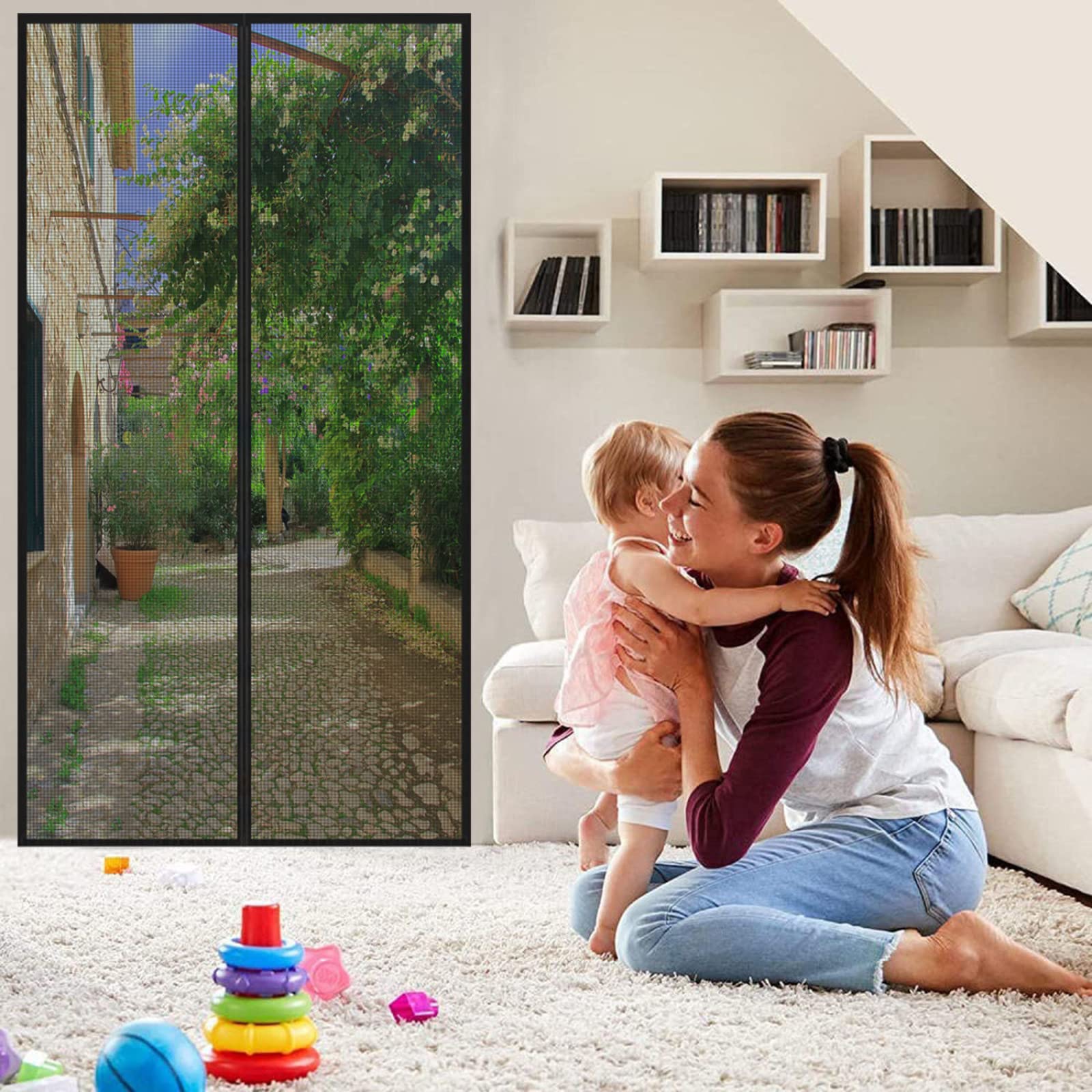 Zanzariera Magnetica Per Porte 70x205cm | Chiusura Automatica | Facile Installazione | Bianco/Nero - Foto 9