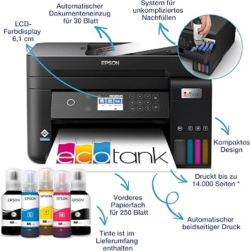 Epson EcoTank ET-3850 A4 Multifunction Wi-Fi Ink Tank Printer with a Included Stock of Inks up to 3 Years