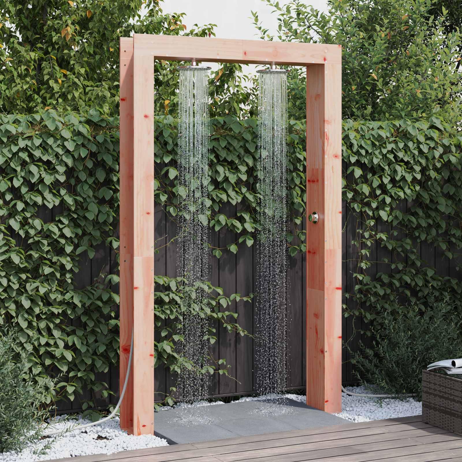 Festnight Gartendusche Holz 137x23x226 cm Aussendusche Outdoor Dusche Garten Außendusche Pool Outdoordusche Pooldusche