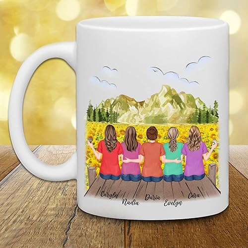 Miniatura 9 de WHIDOBE Taza de café personalizada con texto en inglés Mother Daughter Forever Linked Together taza personalizada para mamá hija con avatares