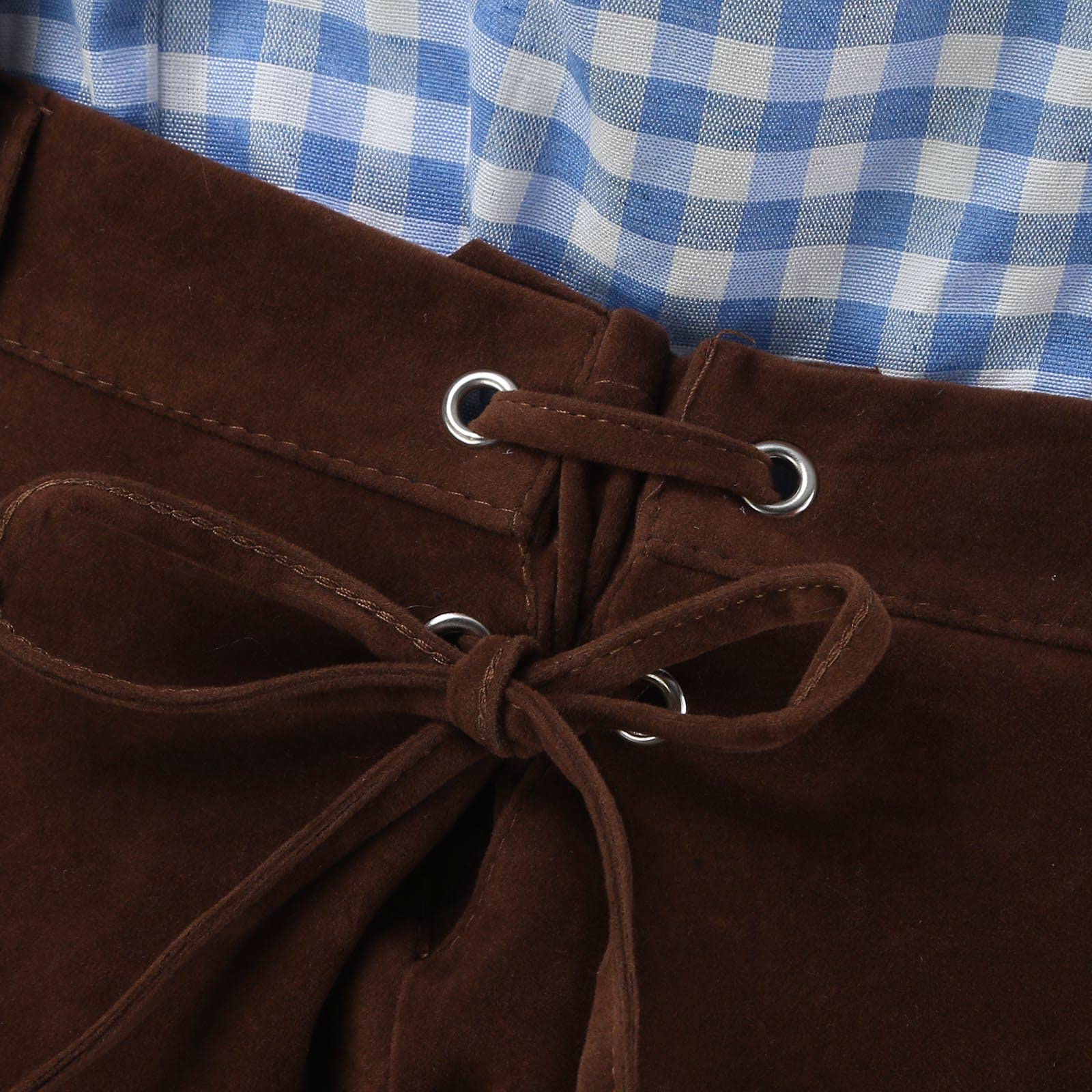Dirndl Bluse Damen Trachtenbluse Dirndl Dirndlbluse für Oktoberfest Karneval Cosplay Herren Lederhose Authentische Deutsches Outfit für Damen Herren Tannish Brown Cosplay Kleidung Märchen(BW1, L)