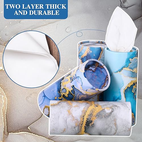 Miniatura 3 de Cunhill 12 cajas de pañuelos cilíndricos para automóvil, servilletas impresas, redondas, desechables, cajas de pañuelos faciales de viaje para