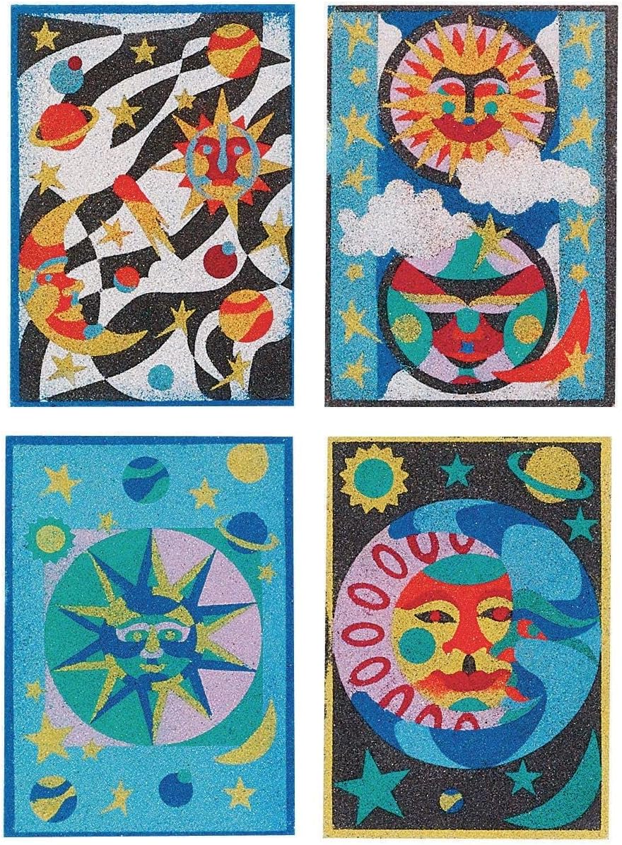 S&S Worldwide Sand Art Boards - Celestial Designs, 5" x 7", Multicolor (Pack of 12)