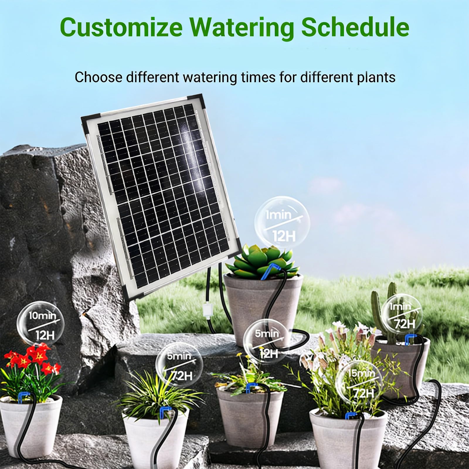 Solución de riego automático con Temporizador de 30 Minutos para Estructura de riego amigable con Cuidado del jardín del hogar