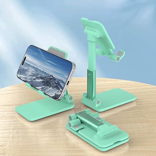 Miniatura 5 de Soporte para teléfono celular, ángulo ajustable y altura para escritorio, plegable y portátil, almohadilla de silicona antideslizante, compatible