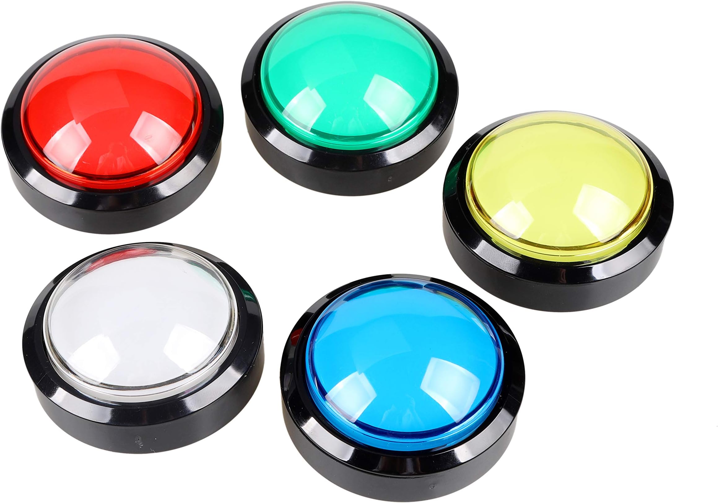 EG STARTS 5x New 60mm Dome Shaped LED Illuminated Push Buttons For Arcade Coin Machine Operated Games (Each Color of 1 Pieces)