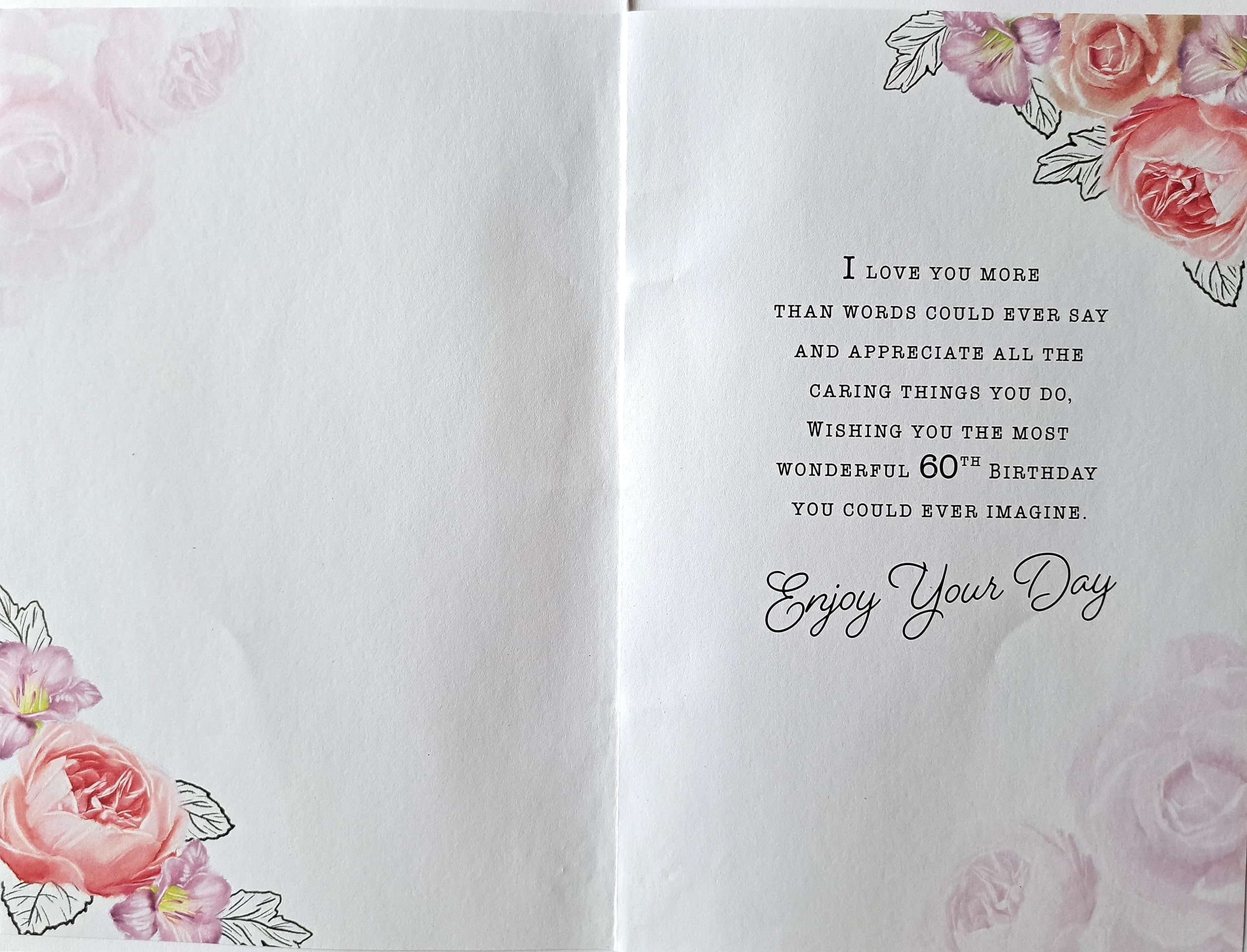 Glückwunschkarte Zum 60. Geburtstag Für Die Ehefrau 'For My Wonderful Wife You're 60 Today' – Inkl. Umschlag