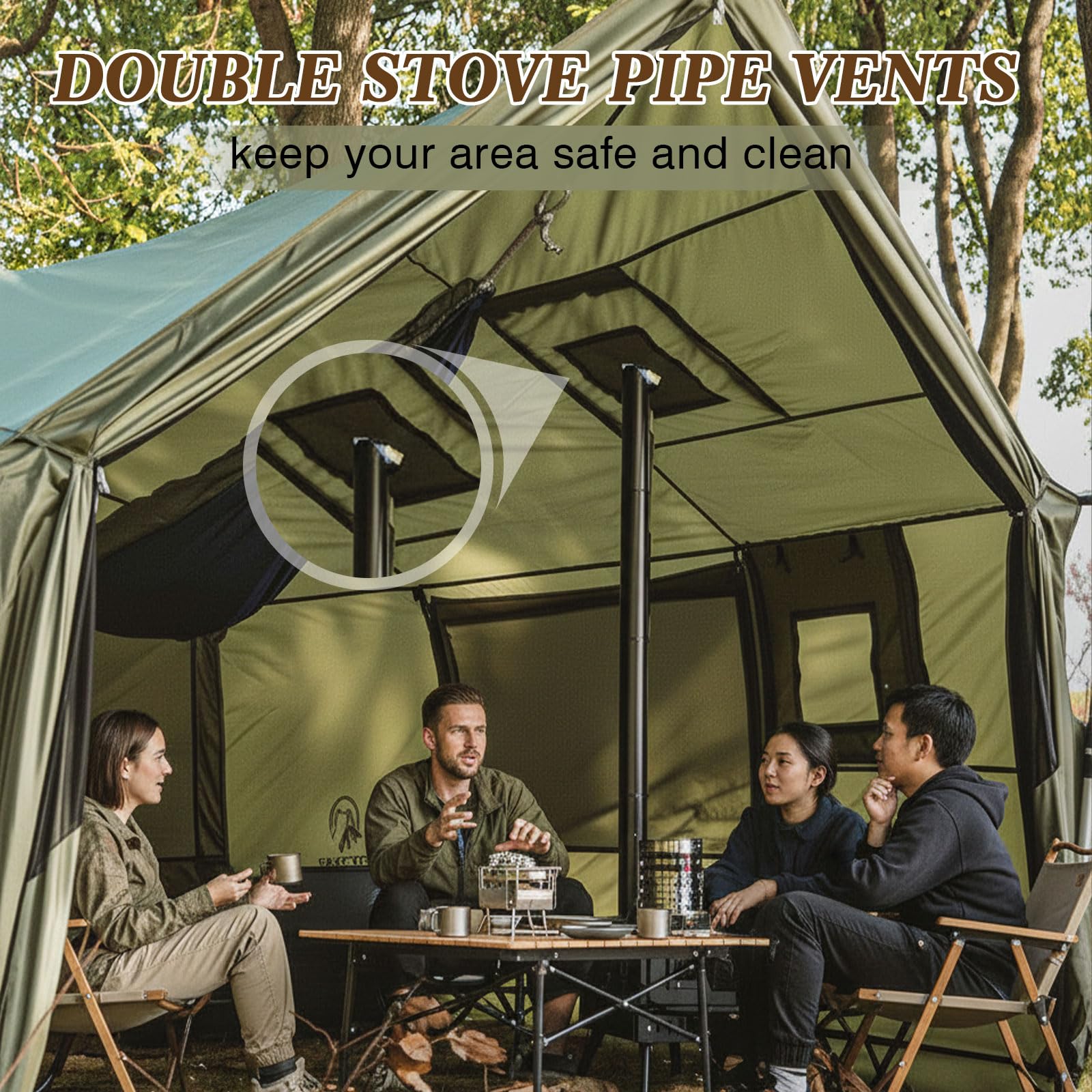 Soulchen Large Hammock Hot Tents with Stove Jack, Portable Winter Wall Tent for Camping, Waterproof & Windproof 4 Season Cabin for 2-3 Person Family Hiking Fishing Hunting Outdoor(No Pole)
