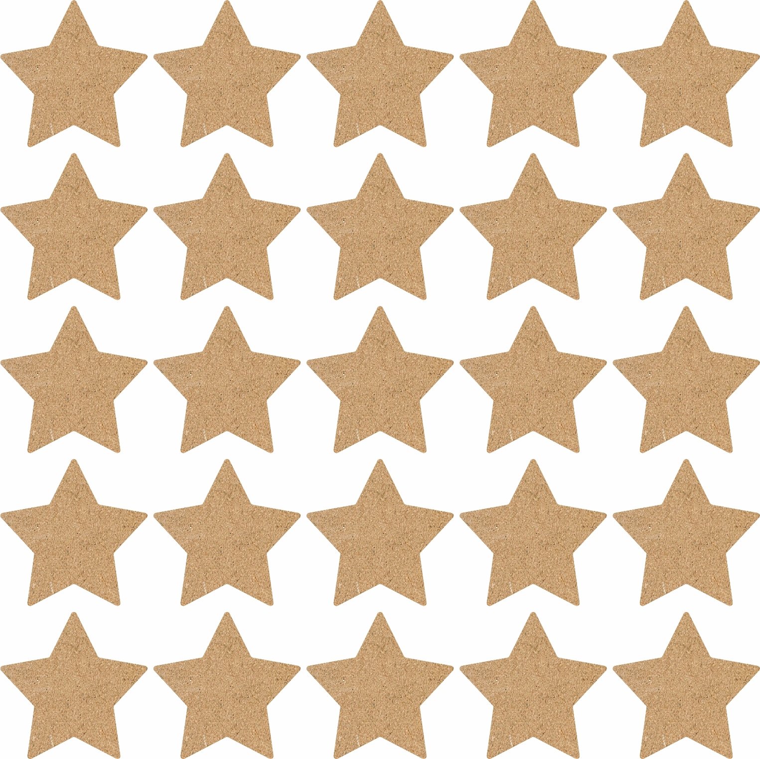 Plain Laser Cut Wooden Star, 45Qty & 2inch(50mm) Size