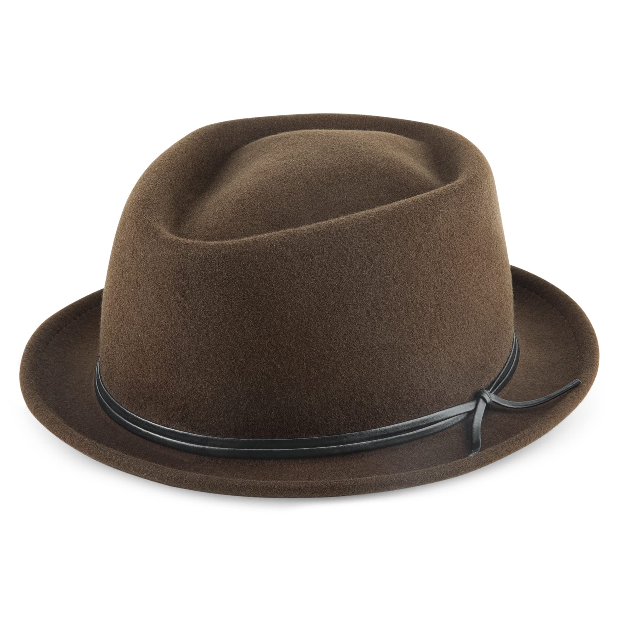 AKIO&AQUIRAXFedora Hats for Men Women 100% Australian Wool Pork Pie Mens Fedora Hat with Short Brim Classic Felt Fedora