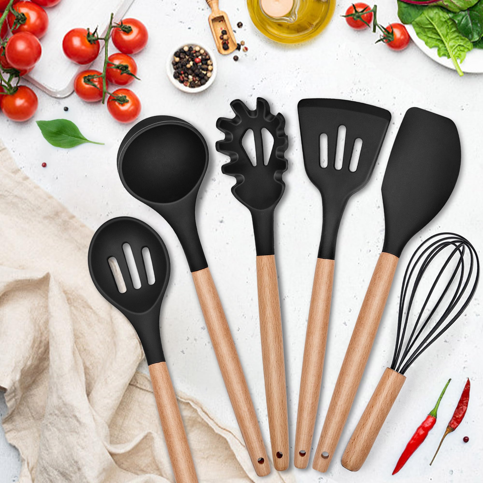 Spatules Ustensiles De Cuisine Pour La Cuisine Spatule De Cuisine Antiadhesive Manche Long Evider Multifonctionnel En Acier Inoxydable Spatule A Poisson Pelle 87204775 - 6