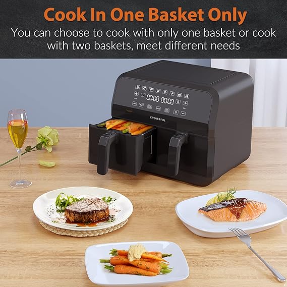 CROWNFUL 8 Quart 8 in 1 Dual Basket Air Fryer