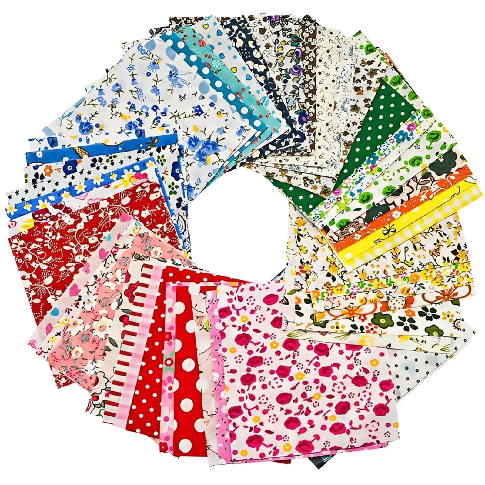 Ysuy 50Pcs-2 50Pcs 10X10cm Fabric Squares, Cotton Fabrics Patches, Calico Fabric Material For Sewing, Quilting, Dressmaking | Fat Quarters Bundles, Precut Squares For Embroidery, Diy Sewing Patterns (50Pcs-2)