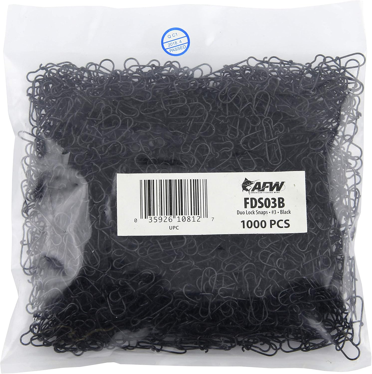 AFW Duo Lock Snaps, Size #3, 40 lb (18 kg) Test, Black, 1,000 pc