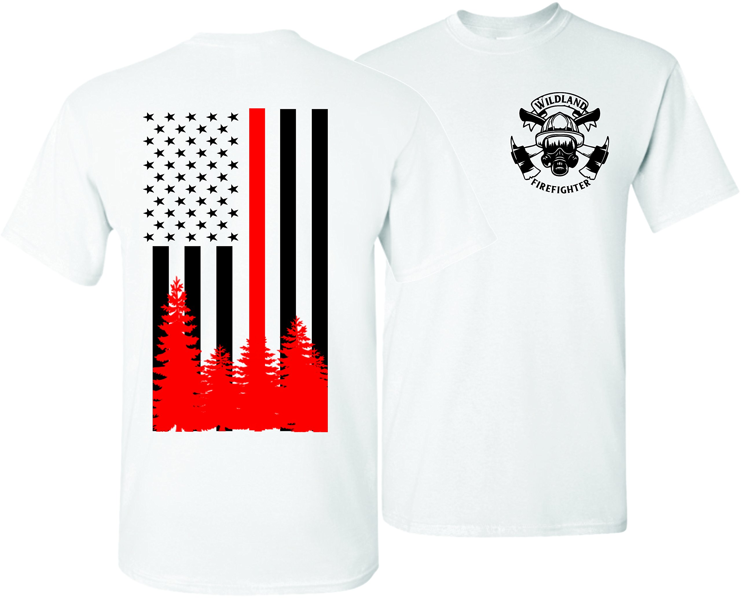Patriot Apparel CompanyThin Red Line Wildland Forest Fire Firefighter T-Shirt Tee Rescue Wild Fire (as1, Alpha, xx_l, Regular, Regular, White, XX-Large)