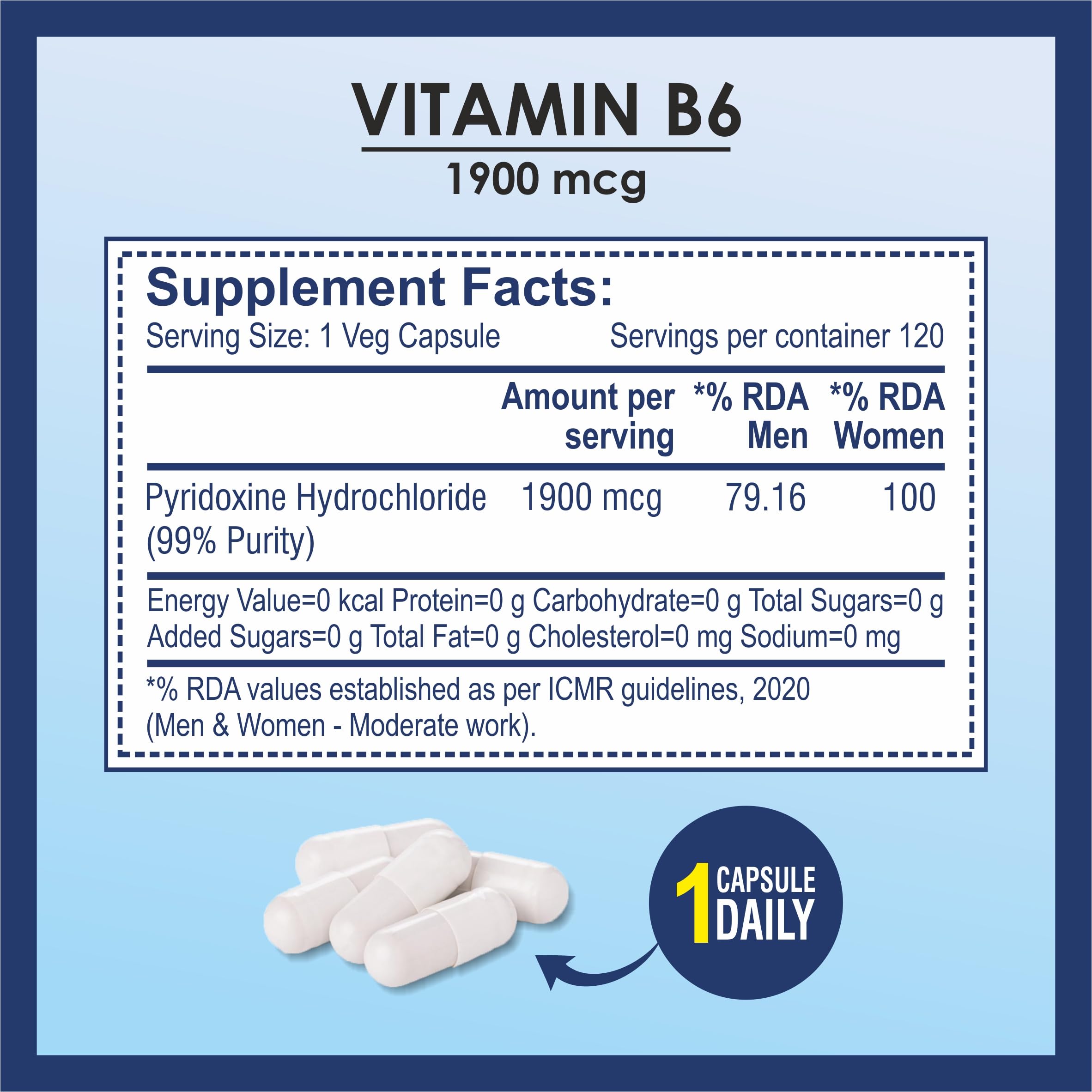 Vitamin B6 (Pyridoxine Hydrochloride) | Supports Immune Health - 120 Veg Capsules — Amazon image 2