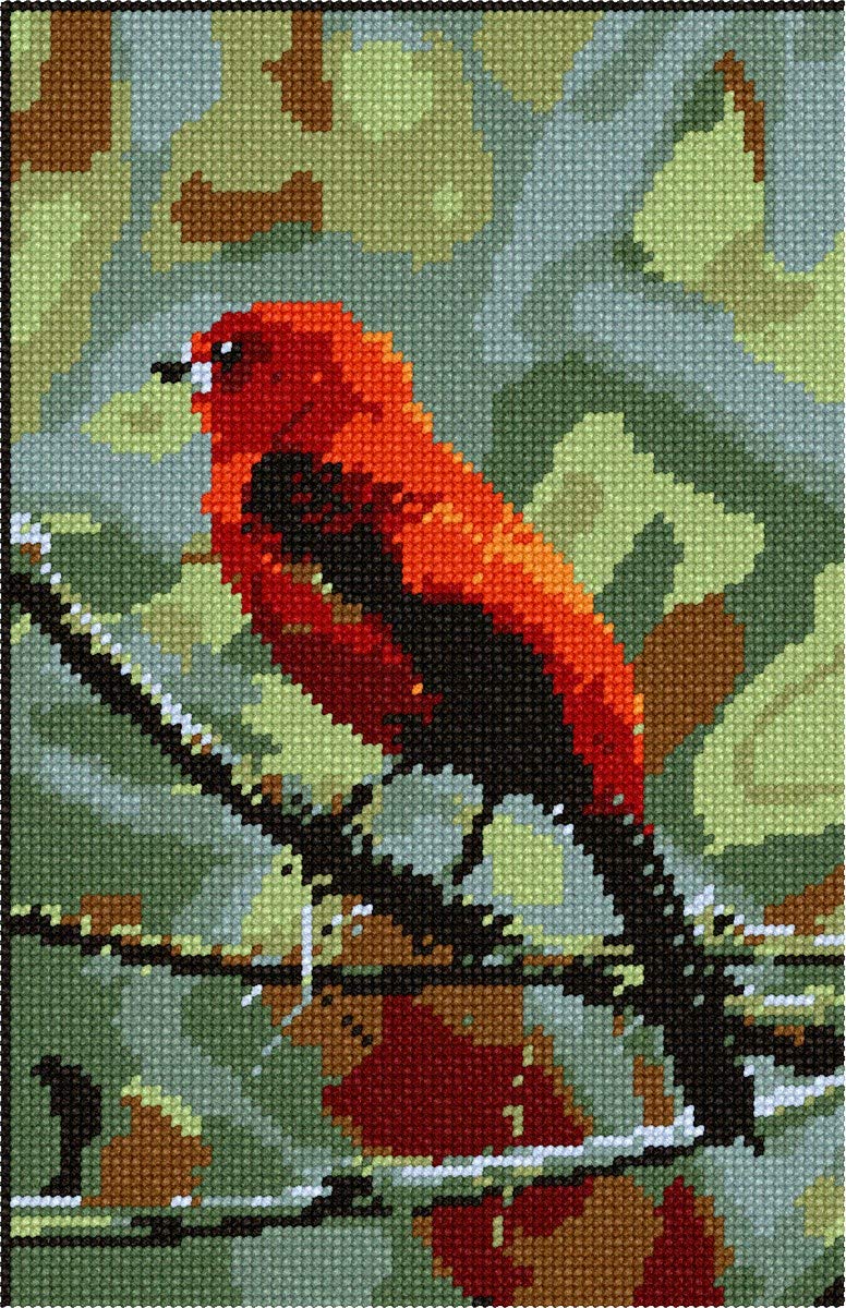 Pepita Needlepoint kit: Scarlet Tanager, 7