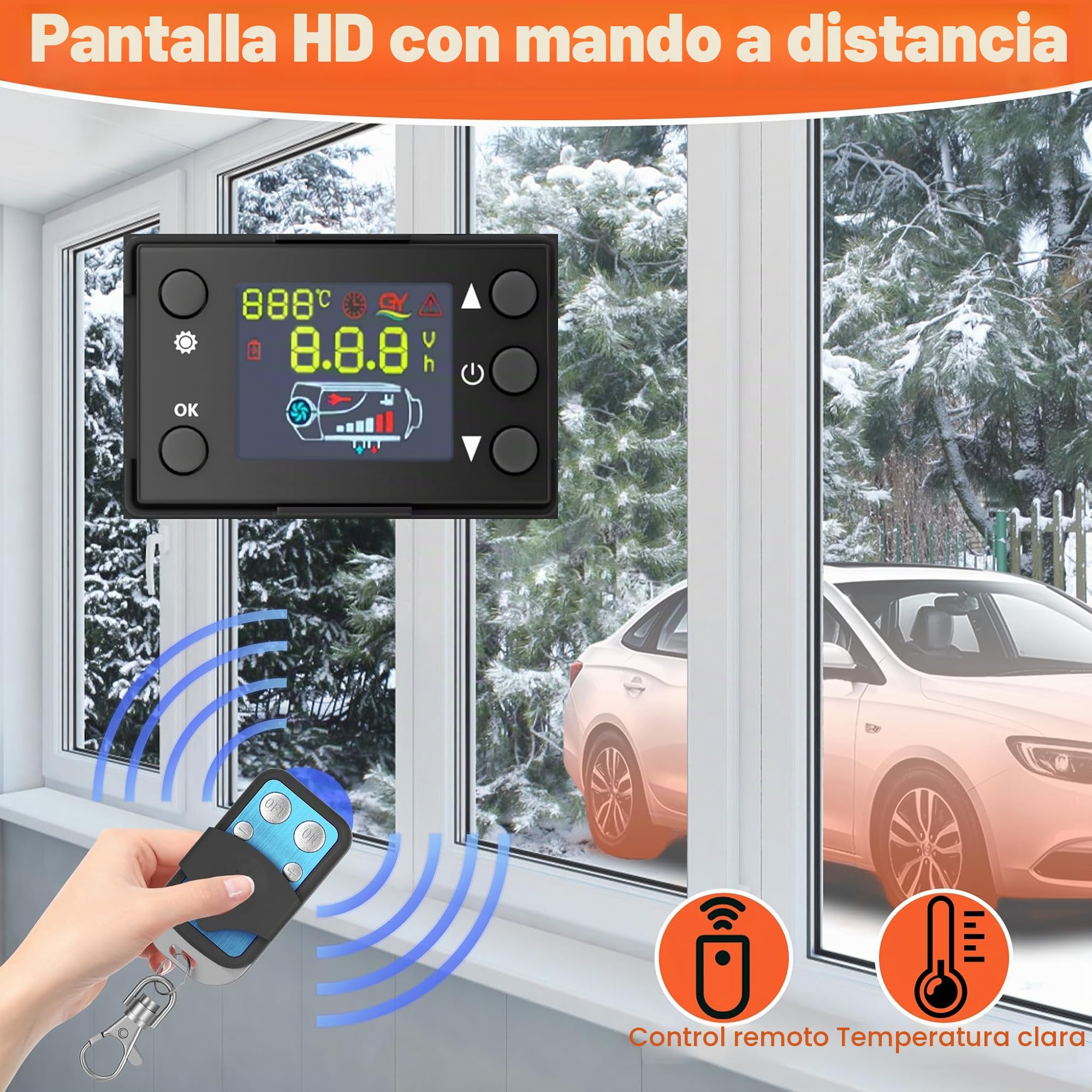 UISEBRT Calefacción diésel de parada de 8 kW, calefacción diésel de parada, calentador diésel, calefacción diésel de aire con mando a distancia, monitor LCD silenciador para camión, caravana, RV
