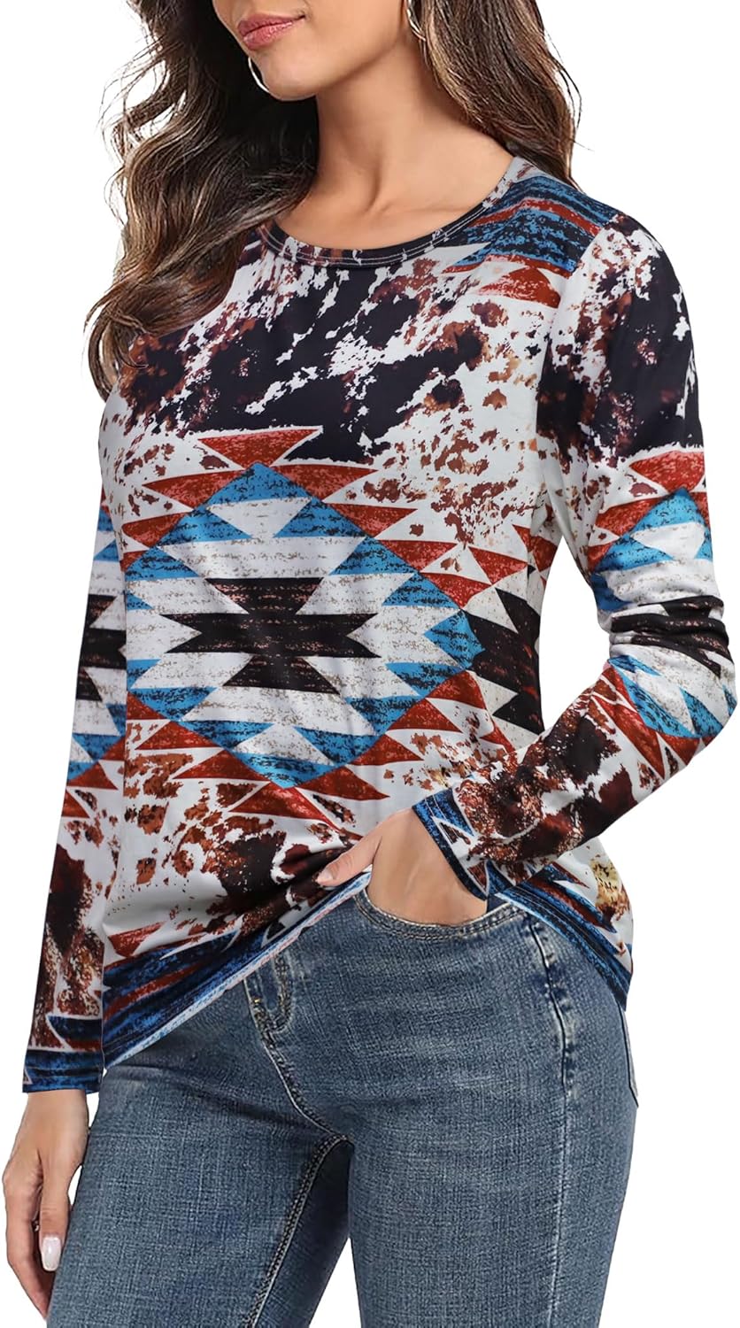 Long Sleeve Shirts for Women Basic Crew Neck Spring Tops Casual Fit Fall T Shirts - Image 2