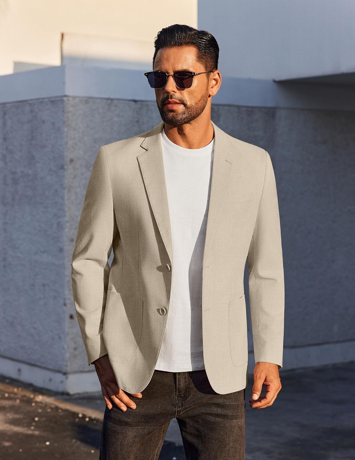 COOFANDY Men's Casual Linen Blazer Jacket Lightweight Sport Coats Two Button Suit Jackets - Image 2