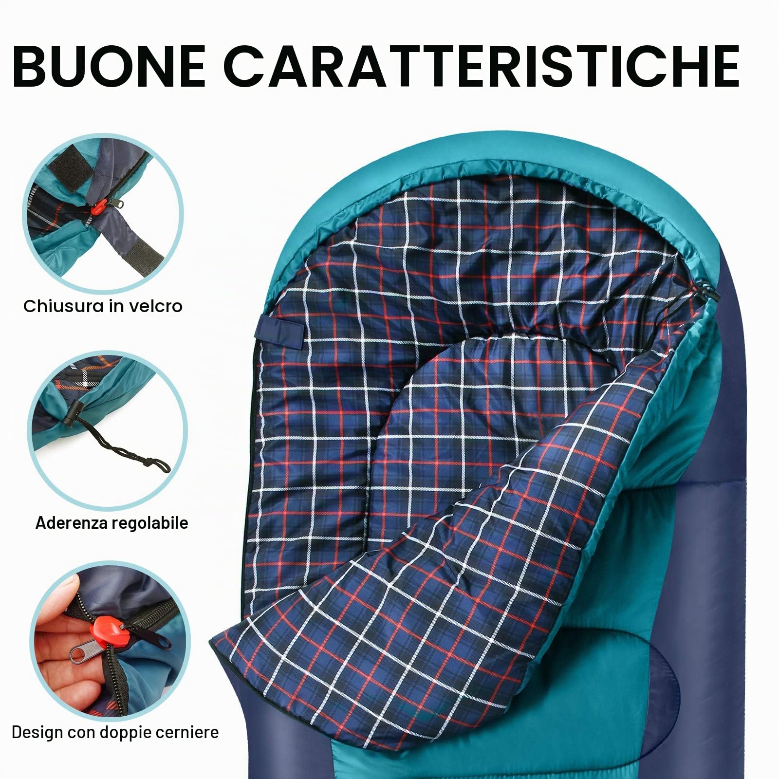 Sacco a pelo in flanella da 1,6 kg 3-4 stagioni Caldo Freddo Leggero, portatile, impermeabile per interni ed esterni: campeggio, zaino in spalla, escursionismo