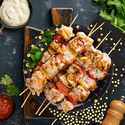 Miniatura 7 de Disposable Paper Plates 100 Pack- Black and Gold Paper Plates 50 x 9 & 50 x 6.5 Napkins, Black Plate and Napkins Party Supplies for Graduation