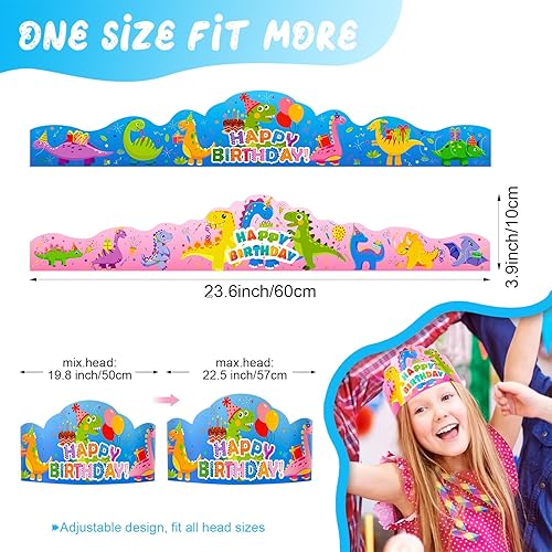 Miniatura 7 de Waenerec 30 coronas de cumpleaños ajustables para el aula, lindos sombreros de cumpleaños coloridos de papel para niños