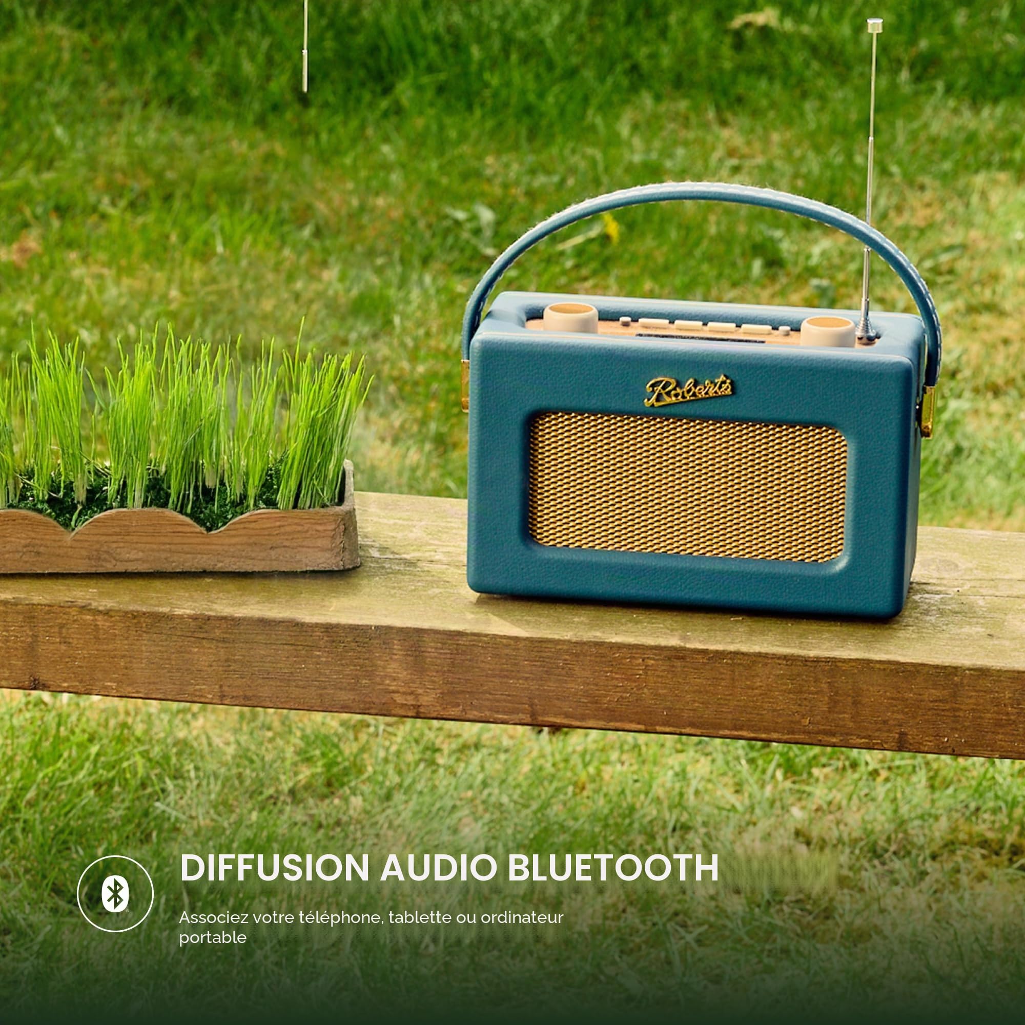 Roberts Revival UNO Radio numérique FM/Dab/Dab+ avec Bluetooth, Bleu Sarcelle