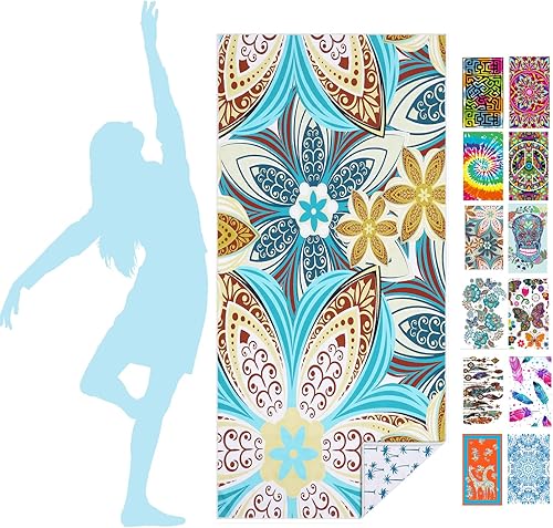 Tsalei Toalla de playa de microfibra floral  70 x 32 pulgadas de secado rápido, toalla de viaje para piscina sin arena, toalla de playa súper