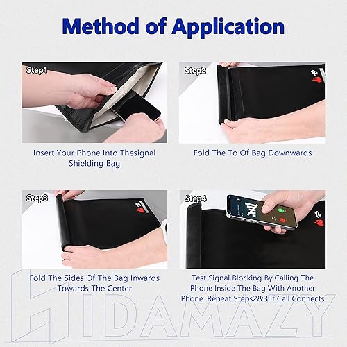 Miniatura 6 de HIDAMAZY Faraday - Bolsas para teléfonos, paquete de 2 protectores Faraday, ignífugos e impermeables Faraday para portátiles, radio y llaves de