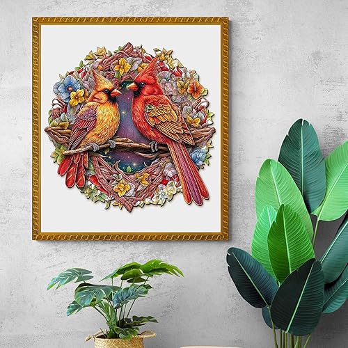 Miniatura 9 de Rompecabezas de madera para adultos, rompecabezas cardenales con formas únicas de animales y caja de rompecabezas de madera, rompecabezas de madera,