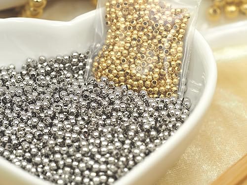 Miniatura 7 de 500 cuentas espaciadoras rellenas de plata, cuentas duraderas que no se decoloran fácilmente, cuentas redondas lisas sin costuras, cuentas de bola