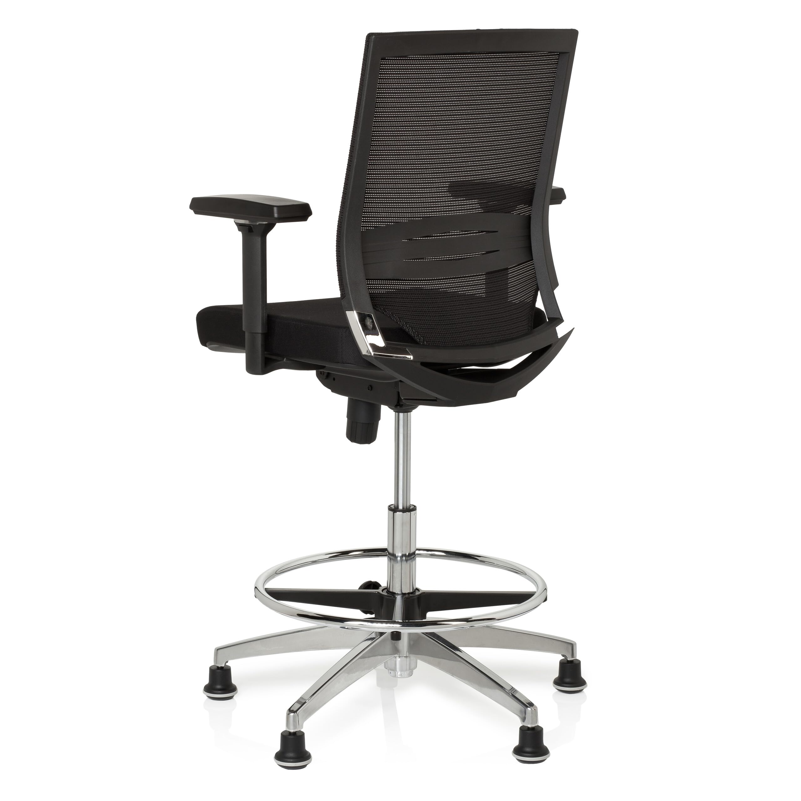 hjh OFFICE 657550 Arbeitsstuhl Counterstuhl TOP Work 77 Stoff/Netz Schwarz Bürostuhl hoch, ergonomisch, Stuhl & Fußstütze höhenverstellbar