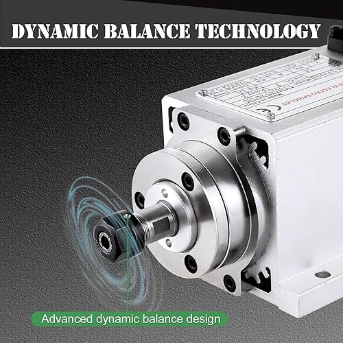 Miniatura 2 de Motor CNC de husillo CNC 110V 1.5KW 1500W cuadrado refrigerado por aire Motor de husillo 4 rodamientos ER11 24000RPM 400HZ para máquina de enrutador